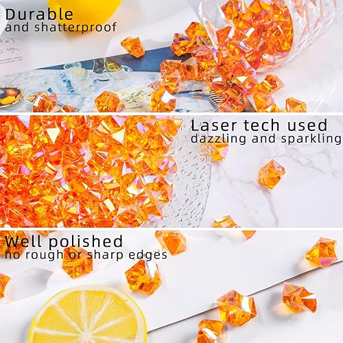 Miniatura 6 de DomeStar Rocas de hielo acrílicas iridiscentes, 180 piezas de diamantes falsos deslumbrantes de hielo triturado, gemas de plástico brillante para