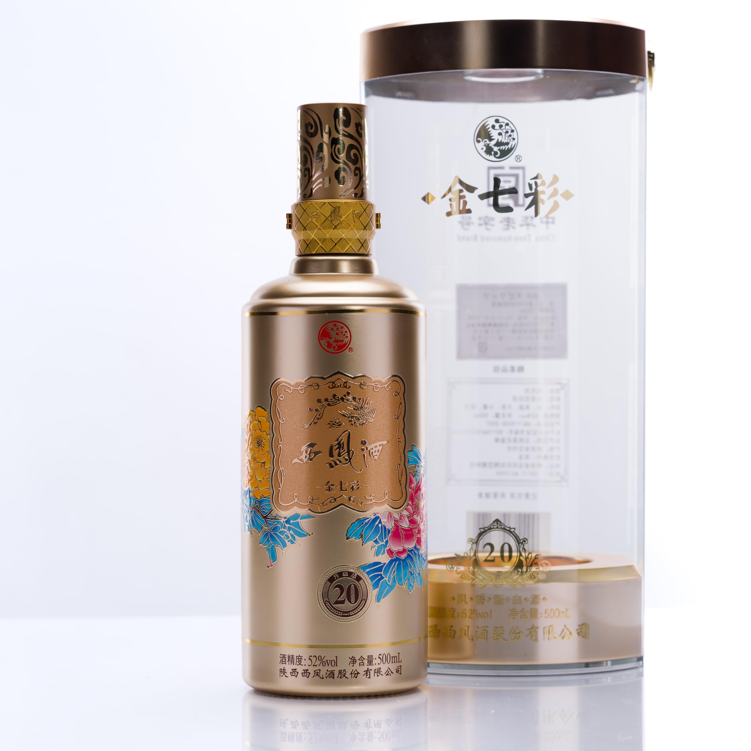 Amazon.co.jp: 金七彩 西鳳酒 20年 52度 500ml 中国白酒 鳳香型 高級酒