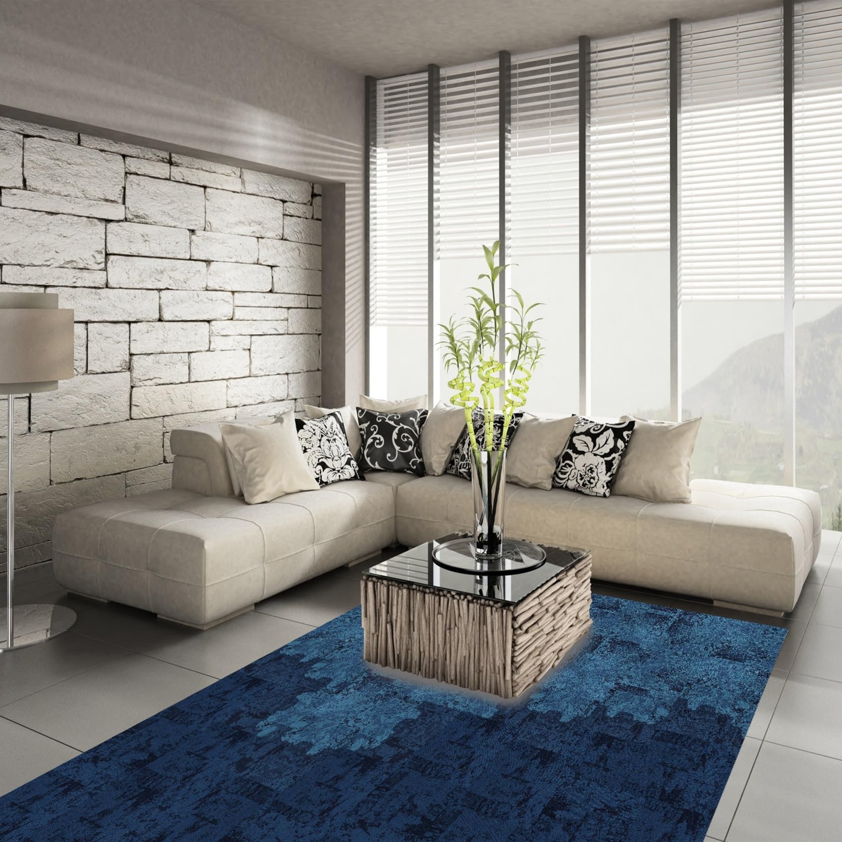CUIMEI Dirt Trapper 50 x 150 cm Non-slip Durable Barrier Mat Rug Non Slip with Non Slip Backing for Entryway Indoor, Blue A