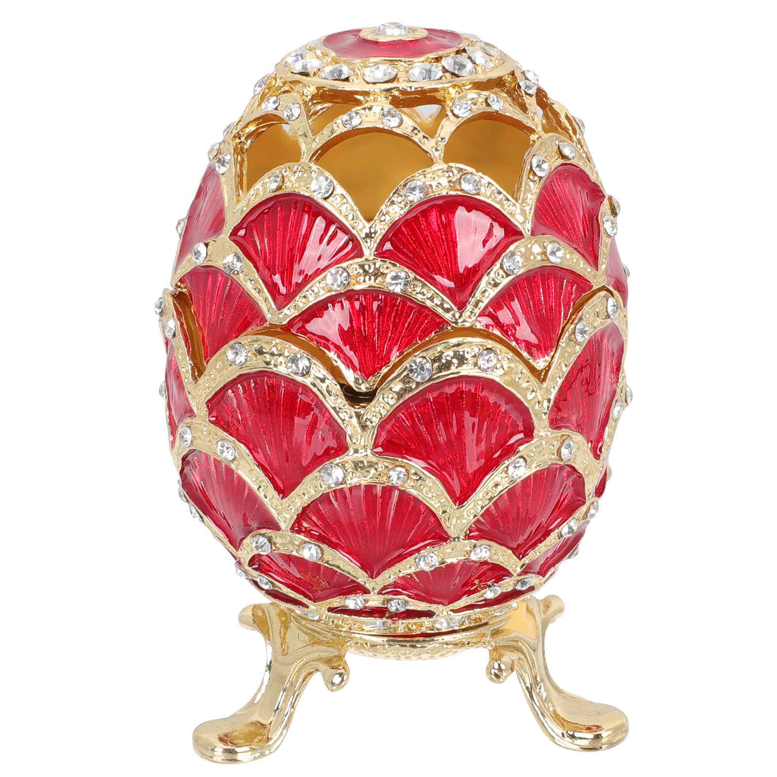Boîte à bijoux rouge style européen en alliage œuf créatif