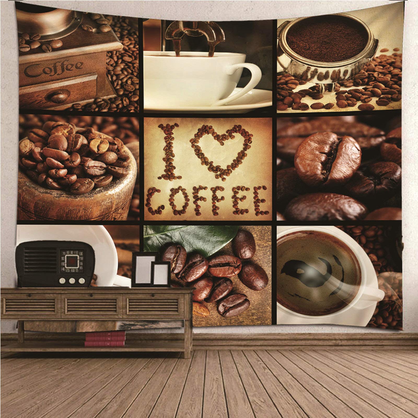 Tapiz de pared KnSam para vestir paredes vacías, decoración de café en poliéster marrón lavable