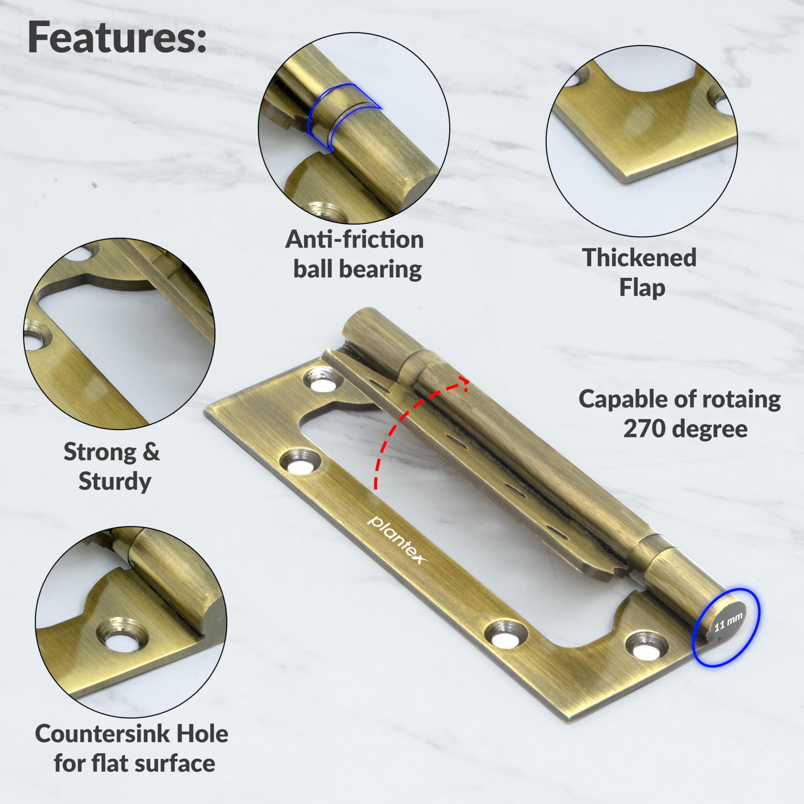Butterfly Hinges - Stainless Steel Door Hinges (Pack of 3) -4 Butterfly Hinges - Stainless Steel Door Hinges (Pack of 3) -4