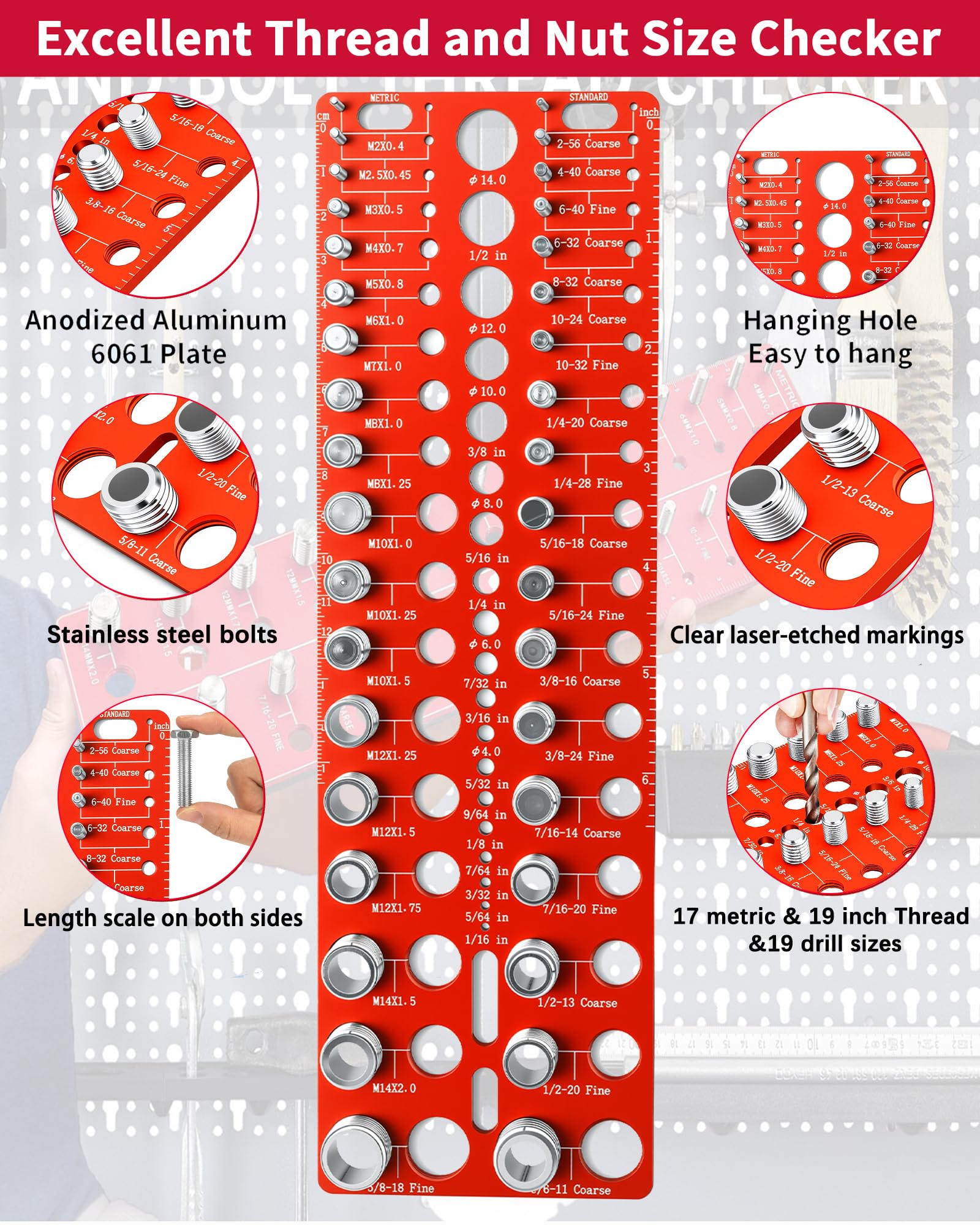 Thread Checker Tool - Metric & SAE -4 Thread Checker Tool - Metric & SAE -4