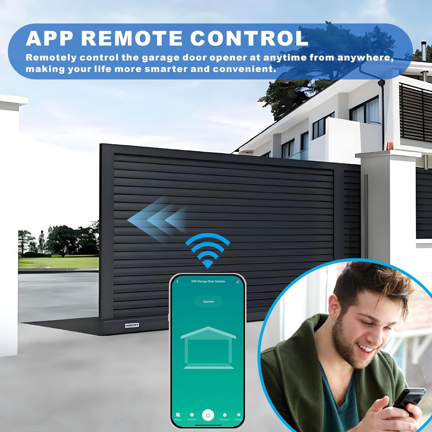 UHPPOTE Smart Garage Door Module Controller 2.4GHz WiFi 5VDC Work with Phone Tuya APP - No hub Required