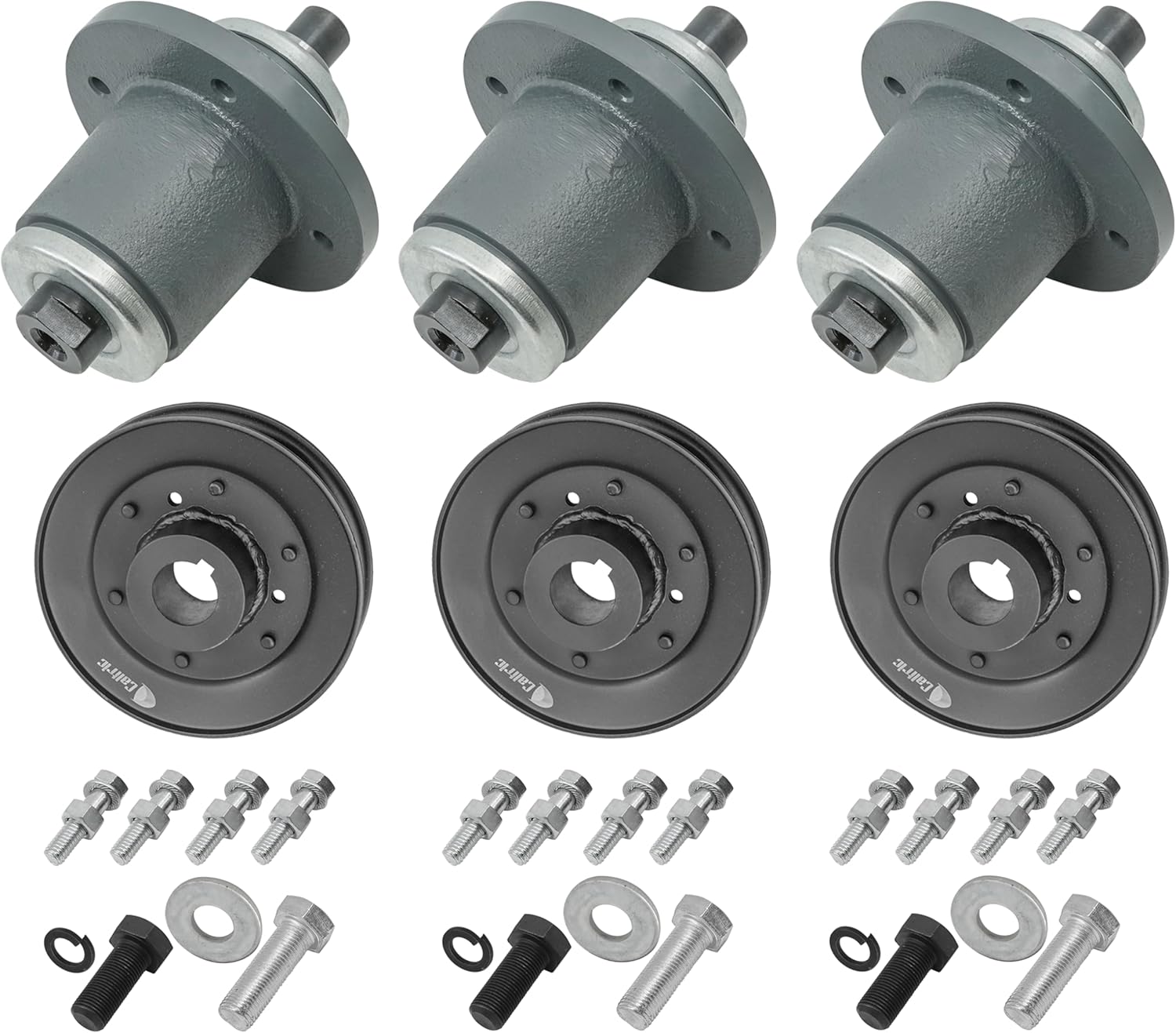 Caltric Deck Spindle and Pulley Compatible with Bad Boy Outlaw & Outlaw Extreme 54" 2017-2018 / Outlaw XP 54" 2017-2018 / Qty 3
