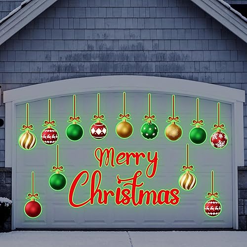 Vista 74 de 90shine 32 imanes navideños para decoración de puerta de garaje, bola de Navidad, refrigerador y cocina (rojo, verde, dorado)