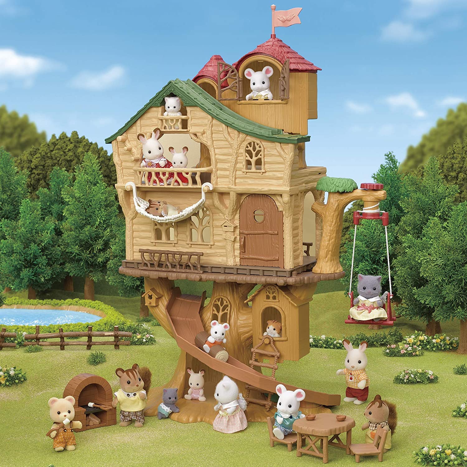Sylvanian Families - La cabane dans les arbres - Set + de 3 accessoires - Plongez dans l'univers de la famille Sylvanian - Figurines animaux miniatures - Jouet enfant 3 ans et + - 5494