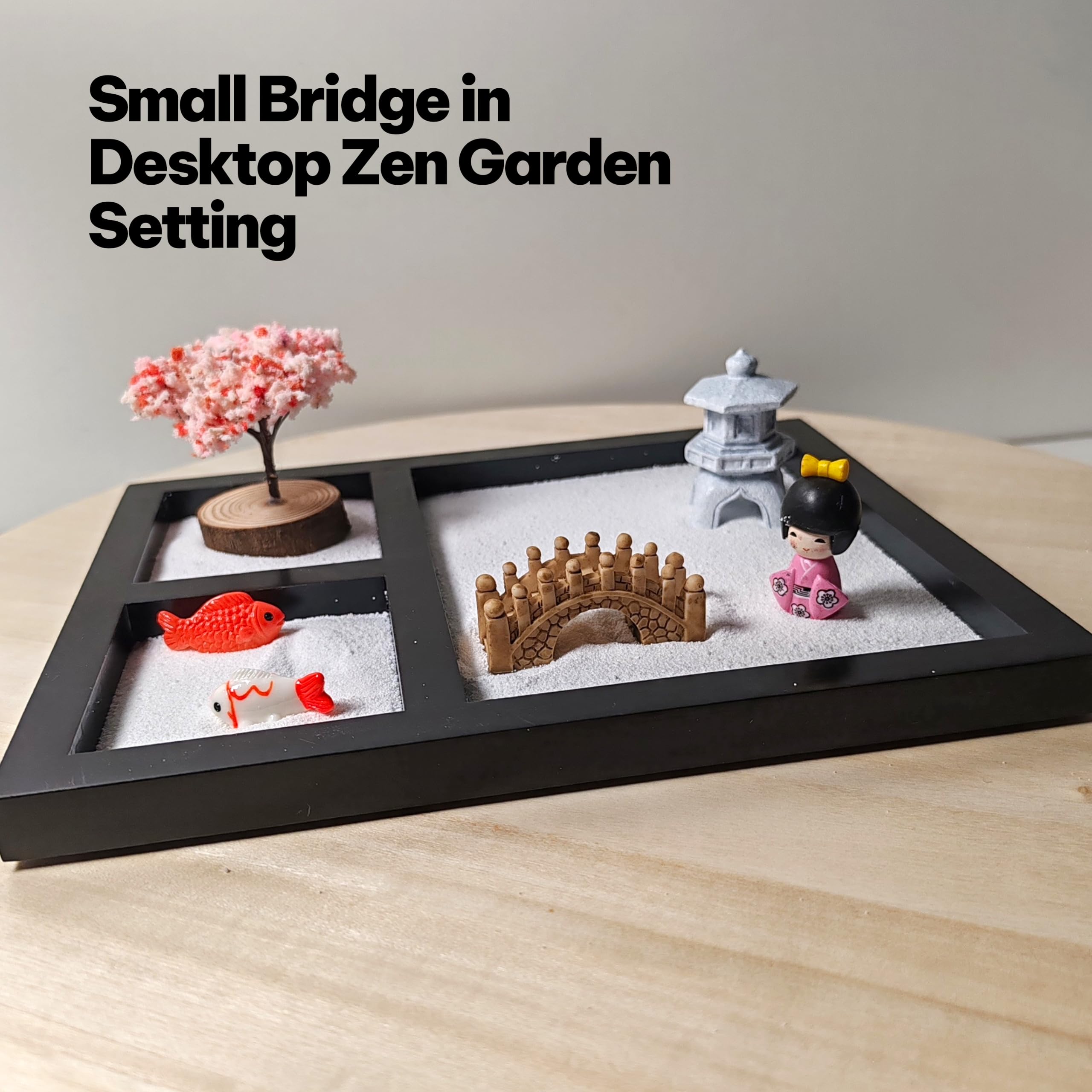 Ponte in miniatura per terrario da tavolo, giardino zen, giardino fatato, decorazione per albero bonsai (C (confezione doppia piccola)