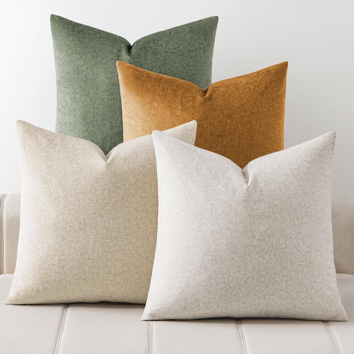a moment Waterproof Throw Pillow Covers Set of 4,18x18 Inch Outdoor Stain Resistant Pet Friendly Pillowcases Cushion Covers for Patio Sofa and Living Room,Dune Grove