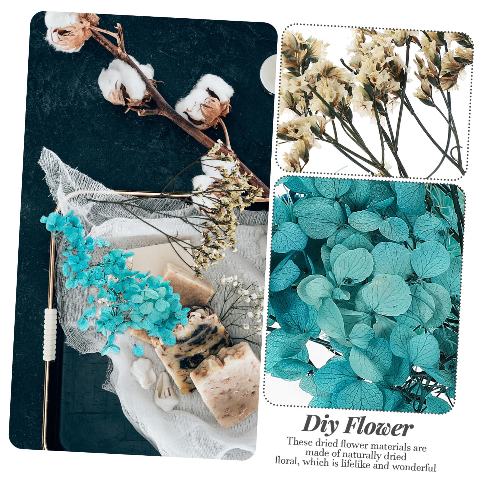 Alipis 5 Set Pacchetto di Materiale per Fiori secchi Arredamento Ortensia Fiori secchi pressati Floreale peonie goffratura Decora Fiori pressati di San Fai da Te Blue