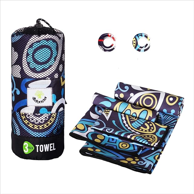 4Monster 3 Size Microfibre Gym Towels at 1 Pack, Quick Dry Travel Towel Ultra Lightweight, Super Absorbent Spots Beach Camping Towel for Gym Beach Camping Sports Swimming Hiking (Yellow)