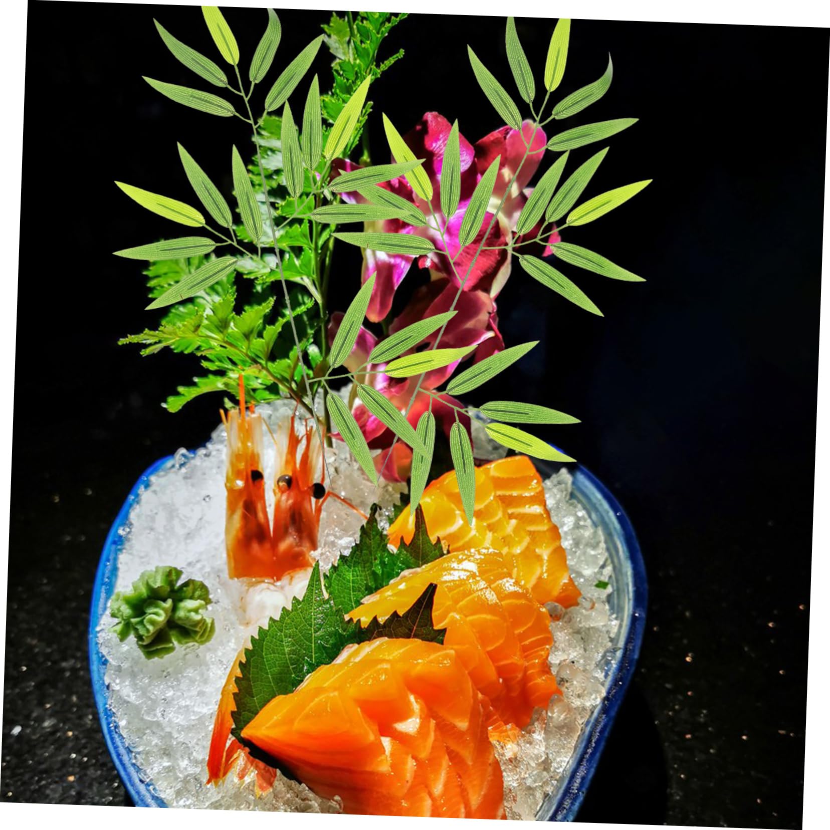 木製 鯛の盛り付け皿 装飾品 Amazon.co.jp: LALADEFIEE 10個 模擬笹の葉プレート 寿司