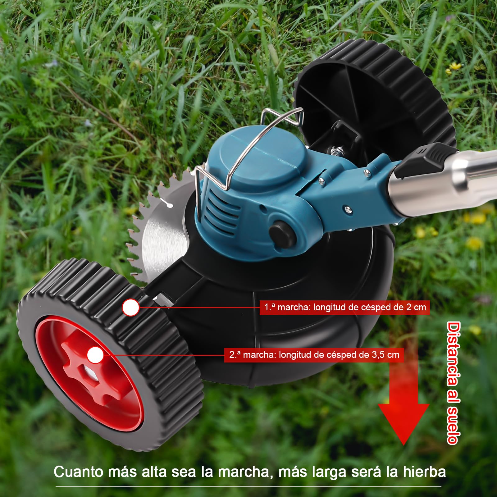 Desbrozadora eléctrica con 2 baterías, compatible con baterías de 21 V, motor sin escobillas, cortadora de césped manual, para cortar bordes