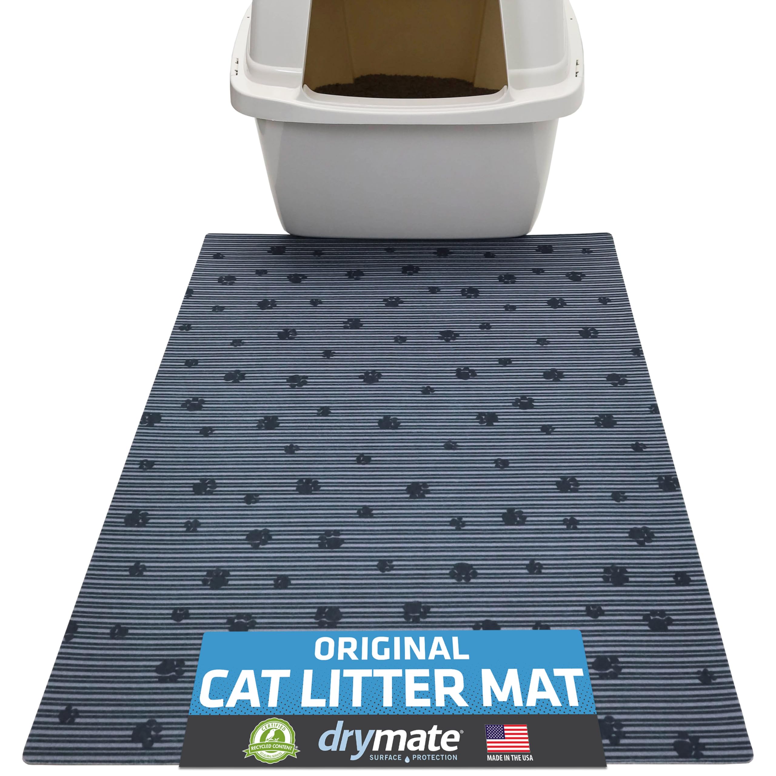 Drymate Cat Litter Box Mat, Litter Trapping Mat, Waterproof, Urine-Proof, Absorbent, Machine Washable, Soft on Paws, Contains Mess, Protects Floors, Kitten Supplies, Dark Grey, 20x28