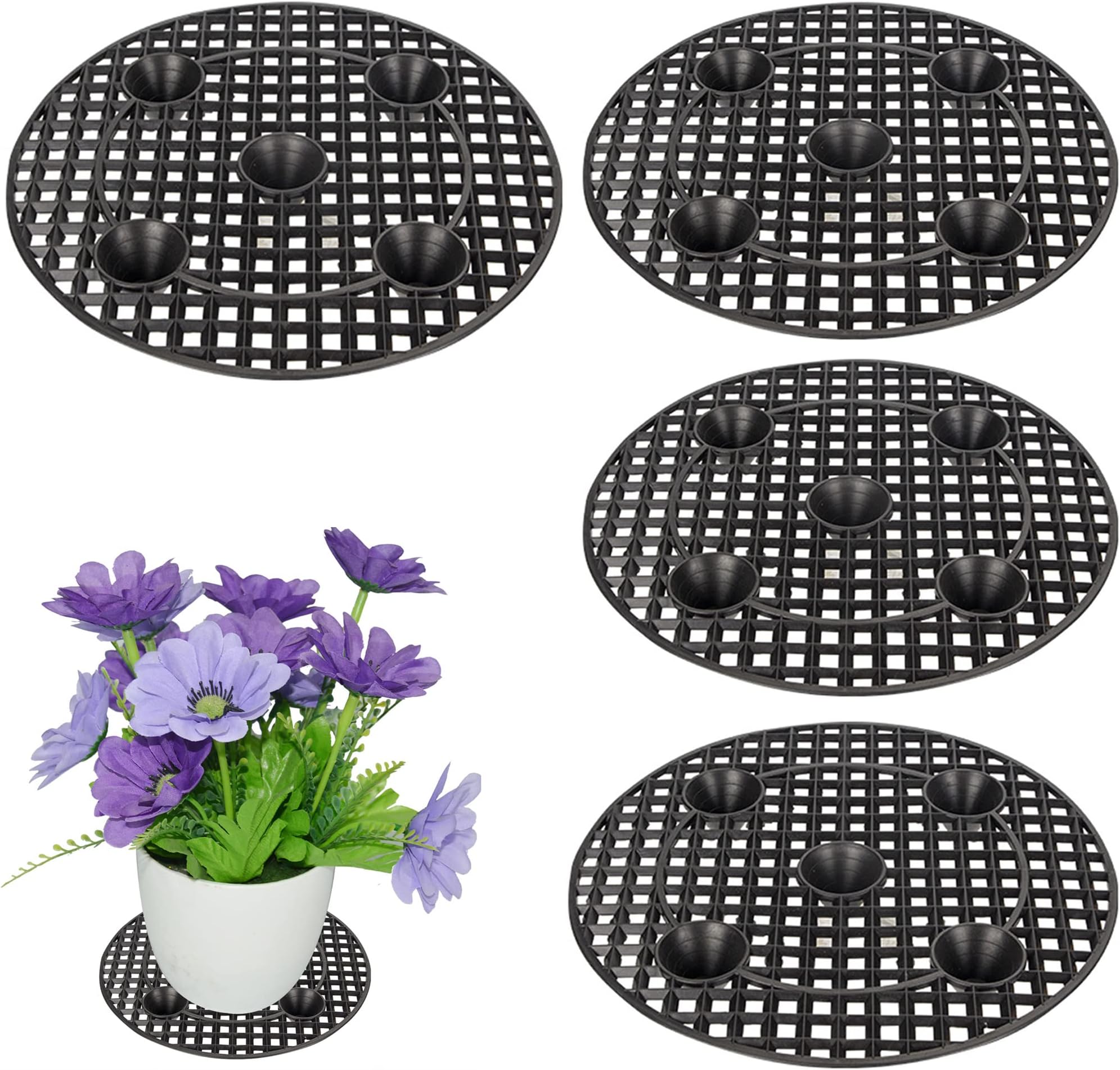 Tosnail 3 Pack Plant Caddy, 27 cm, Round Metal Plant Dolly Plant Stand