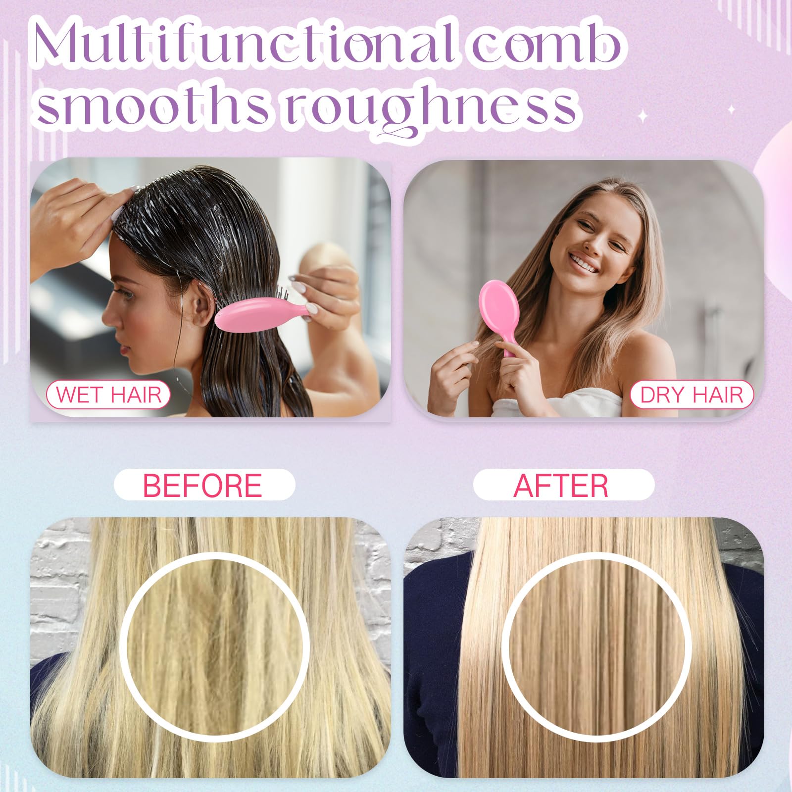 Paquete de 36 mini cepillos desenredantes para cabello húmedo y seco, cepillos desenredantes de chorro para niños pequeños, cepillo de cerdas suaves, cepillo de viaje para mujeres y niñas, cabello