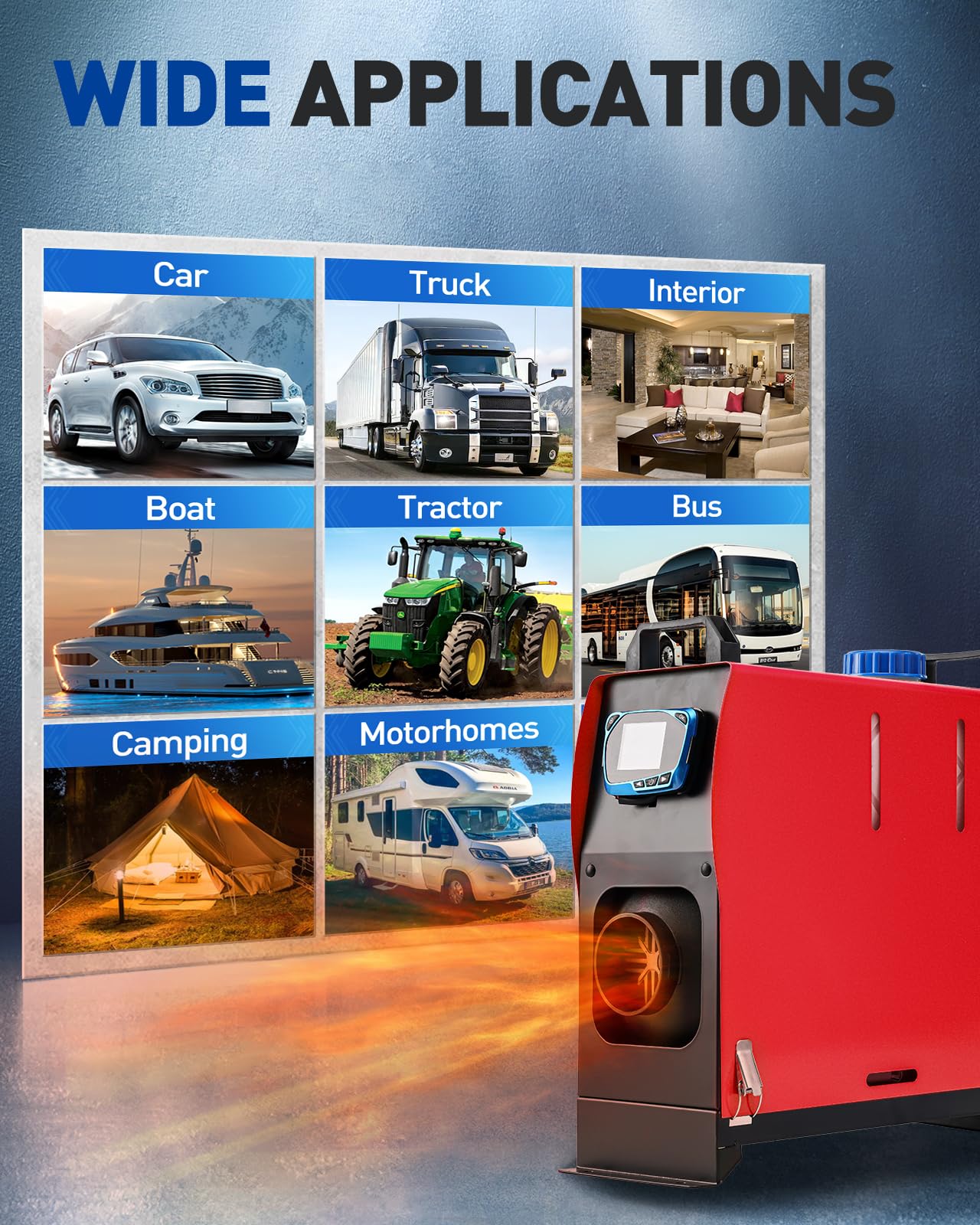 12V 8KW Air Diesel Heater, zestaw ogrzewania postojowego z tłumikiem LCD Remote Control, nocne zintegrowane ogrzewanie Diesel Ciche dla samochodów kempingowych ciężarówek łodzi autobusów jachtów tu