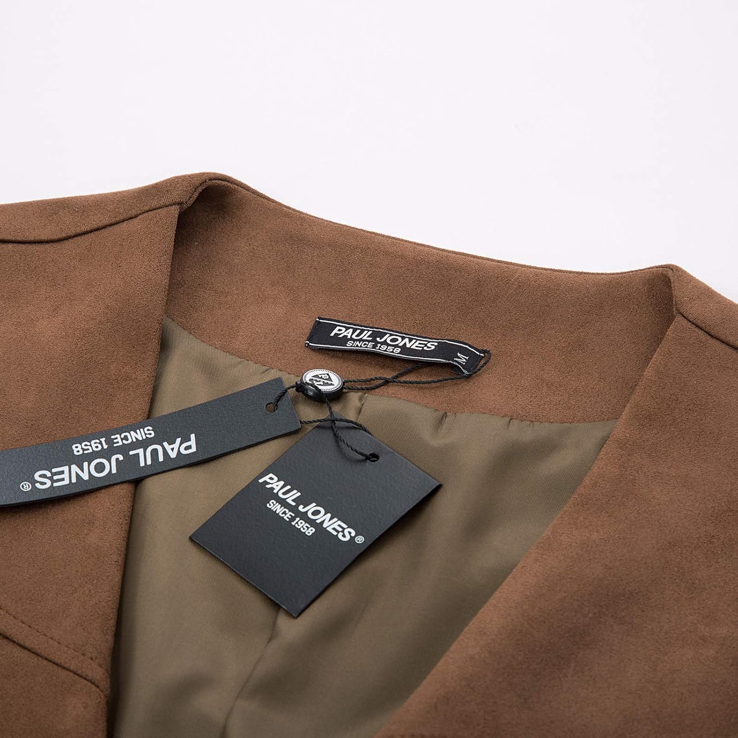 PJ PAUL JONES Mens Faux Suede Leathr Suit Vest Western Cowboy Dress Vests with Pockets - Image 6