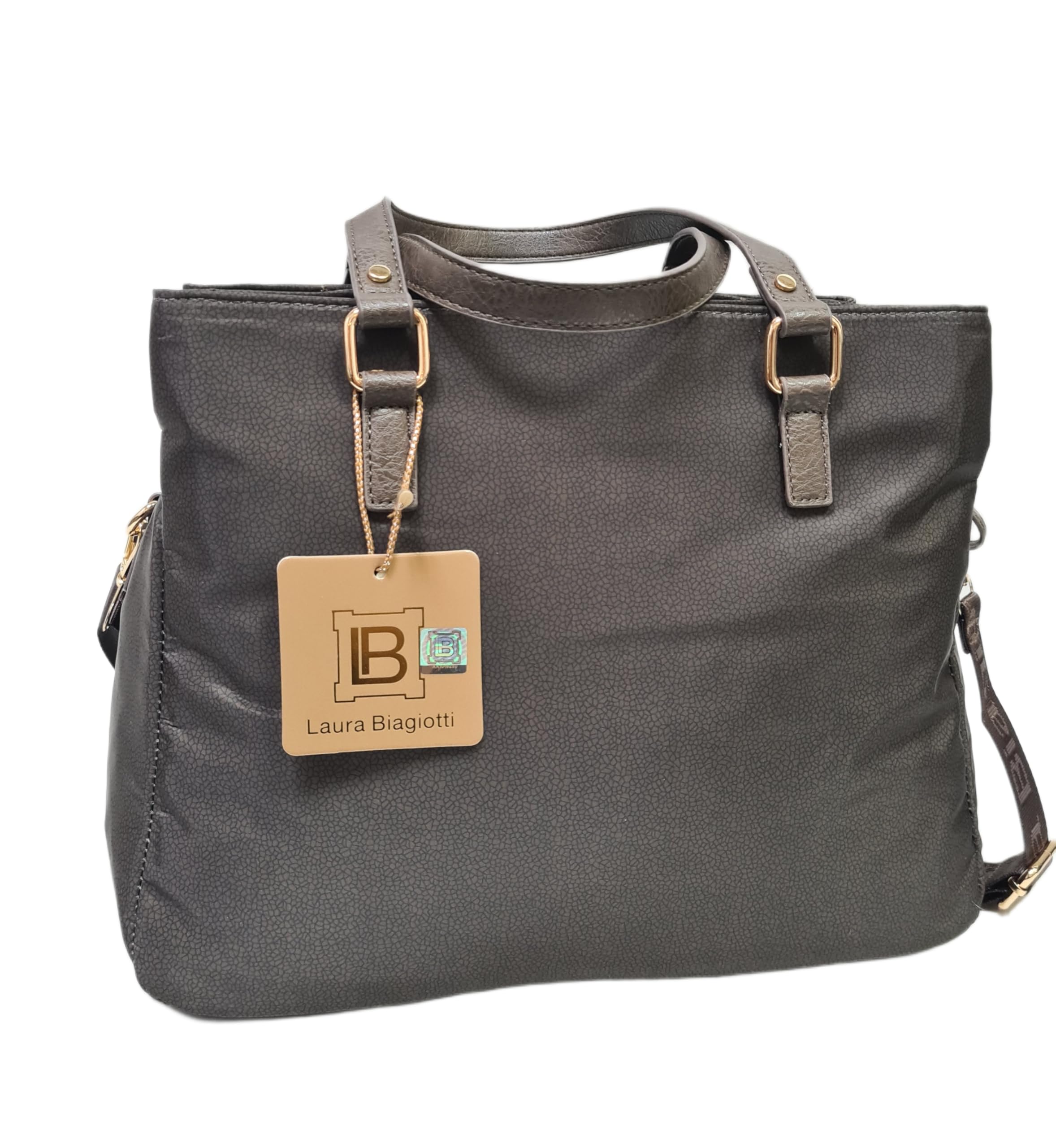 Laura Biagiotti Borsa Donna Tote Lorde, Nylon con Texture, Manici in Ecopelle, 31x25x14 cm, con Tracolla Regolabile e Scomparti Multipli Art. LB 101-34