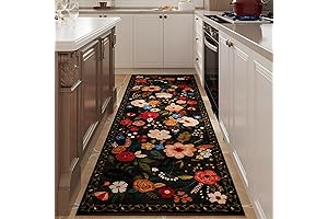 Floral Runner Rug 2'x6' Non-Slip Washable Hallway Accent Rug