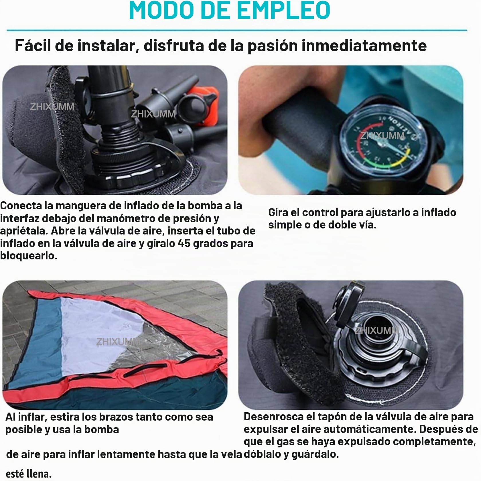 Tabla De Paddle Surf Hinchable Profesional Sup, Vela Hinchable Profesional, Cometas De Windsurf De 435 X 188 Cm, Tela Oxford + Ala Hinchable De Pvc Azul Y Roja