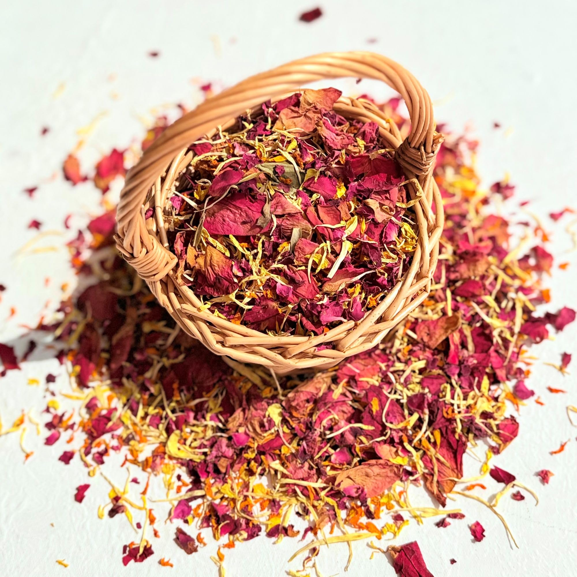 Natural Petal Confetti, 'Sunset Haze', 5 Litres, Red Rose, Coral Rose, Orange Marigold