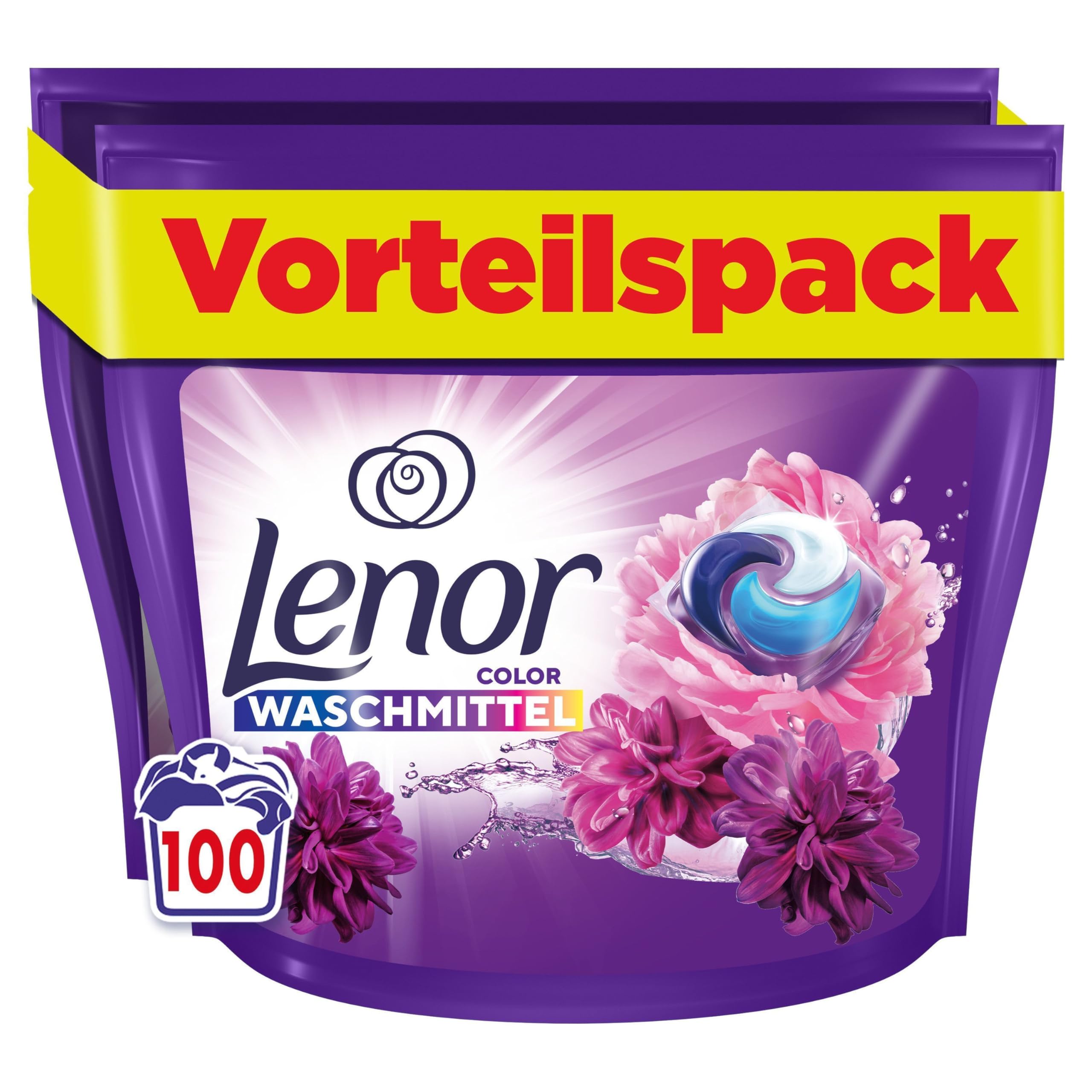 Lenor Waschmittel Pods, 100 Waschladungen, Blütentraum, Colorwaschmittel, Langanhaltende Frische & Geruchsentfernung Bei Kaltwäsche