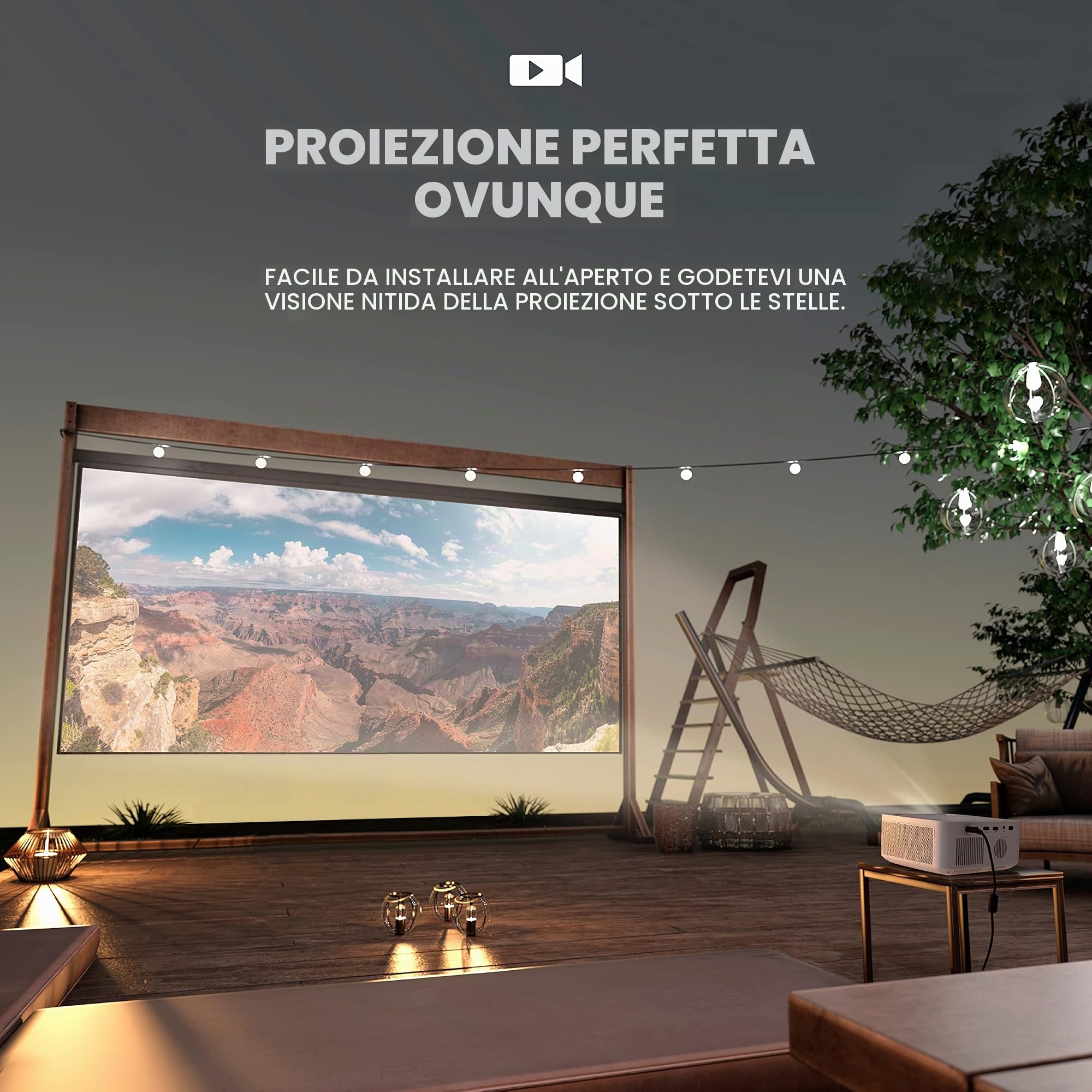 KODAK FLIK X10 Full HD Kit proiettore multimediale | Pacchetto sistema home theater portatile mini compatto 1080p con schermo di proiezione da 100"
