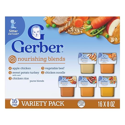 Gerber Stage 2 Baby Food, Nourishing Blends Tubs, Baby Puree, Variety Pack, 32PK