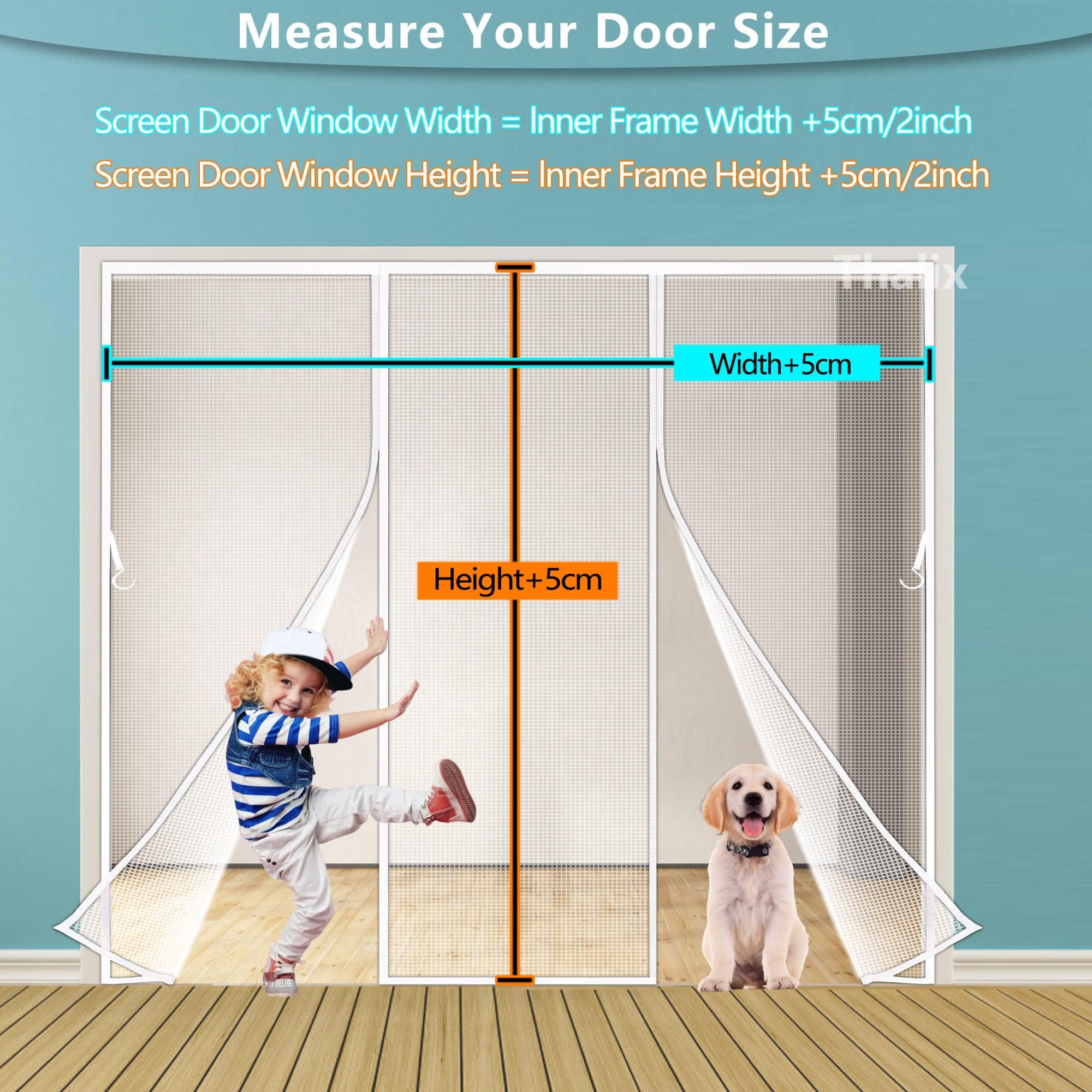 Thalix Double Door Magnetic Screen, 65x79 inch Magnetic Screen