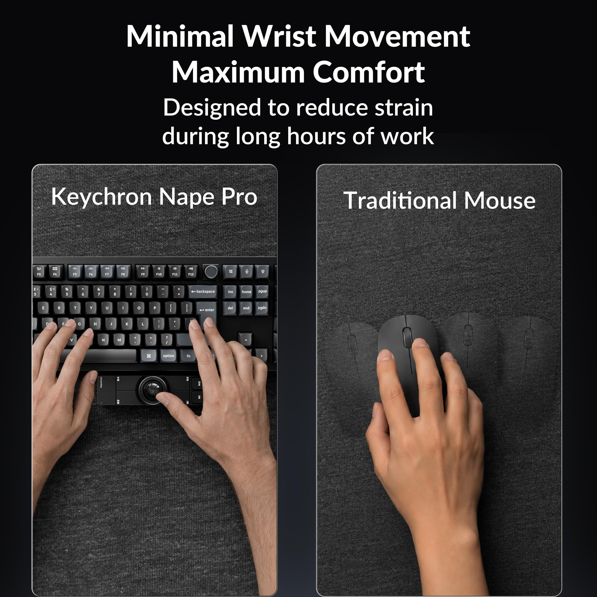 Keychron Nape Pro - Mouse trackball wireless, trackball centrato sulla tastiera per programmatori e utenti di produttività, navigazione a 8 direzioni, programmabile ZMK, 2,4 GHz/Bluetooth/cablata