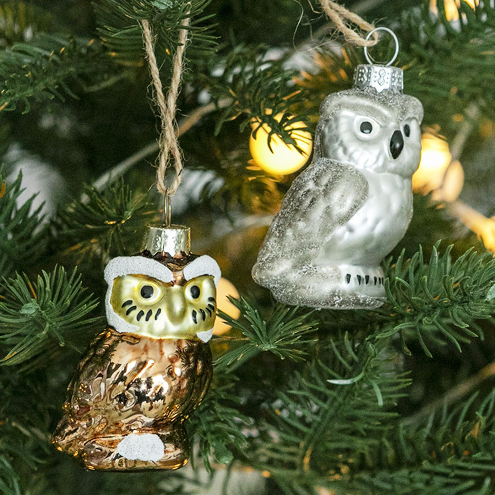 Amazon.com: Amanman 2Pack Owl Ornaments, Glass Christmas Tree