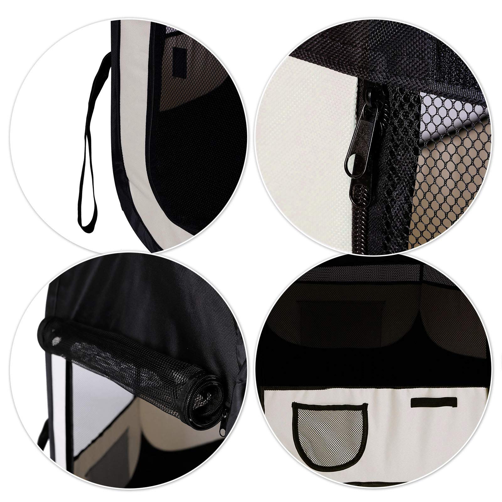 lionto Recinto per cuccioli realizzato in tessuto oxford recinto esterno per animali beige/nero