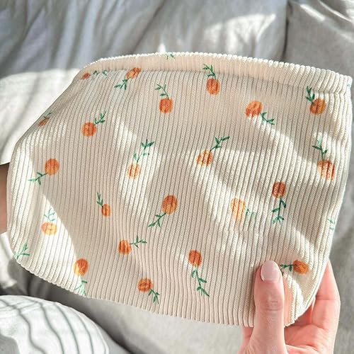 Miniatura 6 de H&R BAG - Bolsa de cosméticos de pana para bolso, bolsa de maquillaje para mujer, neceser de viaje con cremallera, gran capacidad, patrón estético