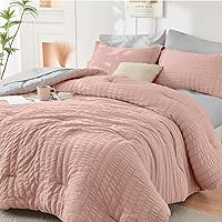 Vista 51 de HYMOKEGE Juego de edredón de sirsaca de 5 piezas, tamaño individual XL, color beige, cama de lujo en una bolsa para dormitorio, juego de ropa