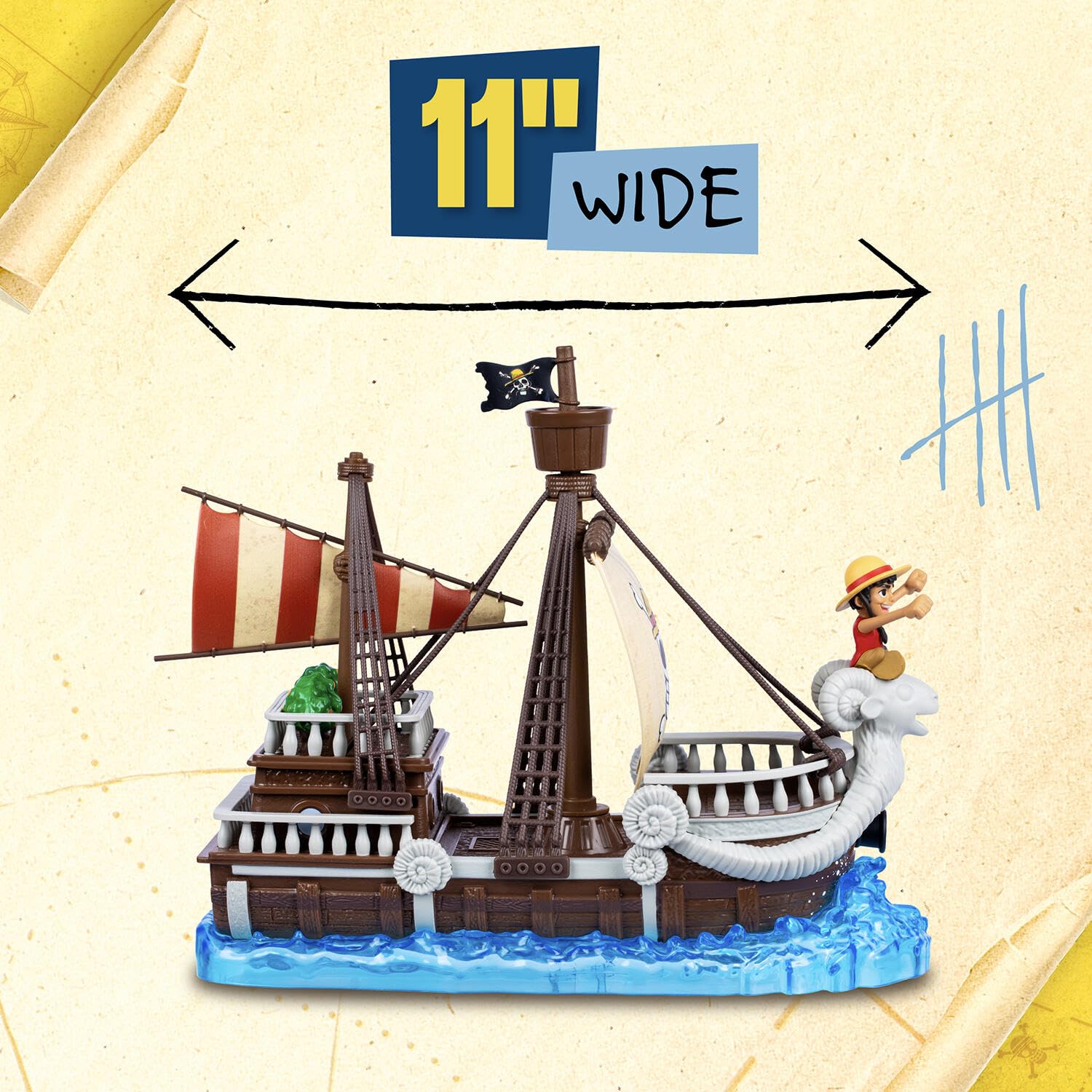 One Piece Deluxe-Sammlerschiff Flying Lamb, 24,13 cm, detailgenaues Design zum Spielen und Präsentieren, enthält Exklusive Ruffy-Actionfigur