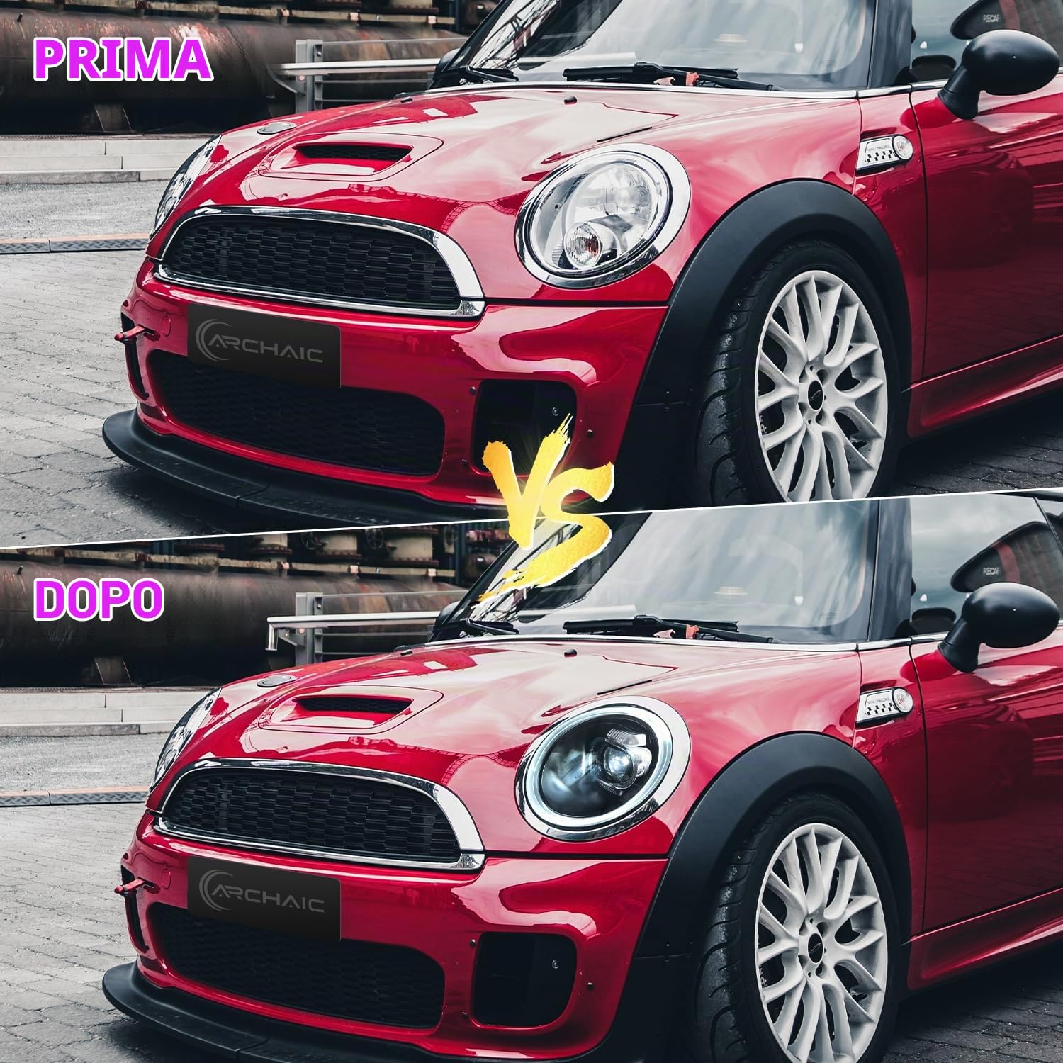 Archaic LED RGB Fari Anteriori Per Mini Cooper Clubman R55/R56/R57/R58/R59 | 2007-2013 per alogeni OE modelli, luci anteriori con animazione RGB DRL, coppia