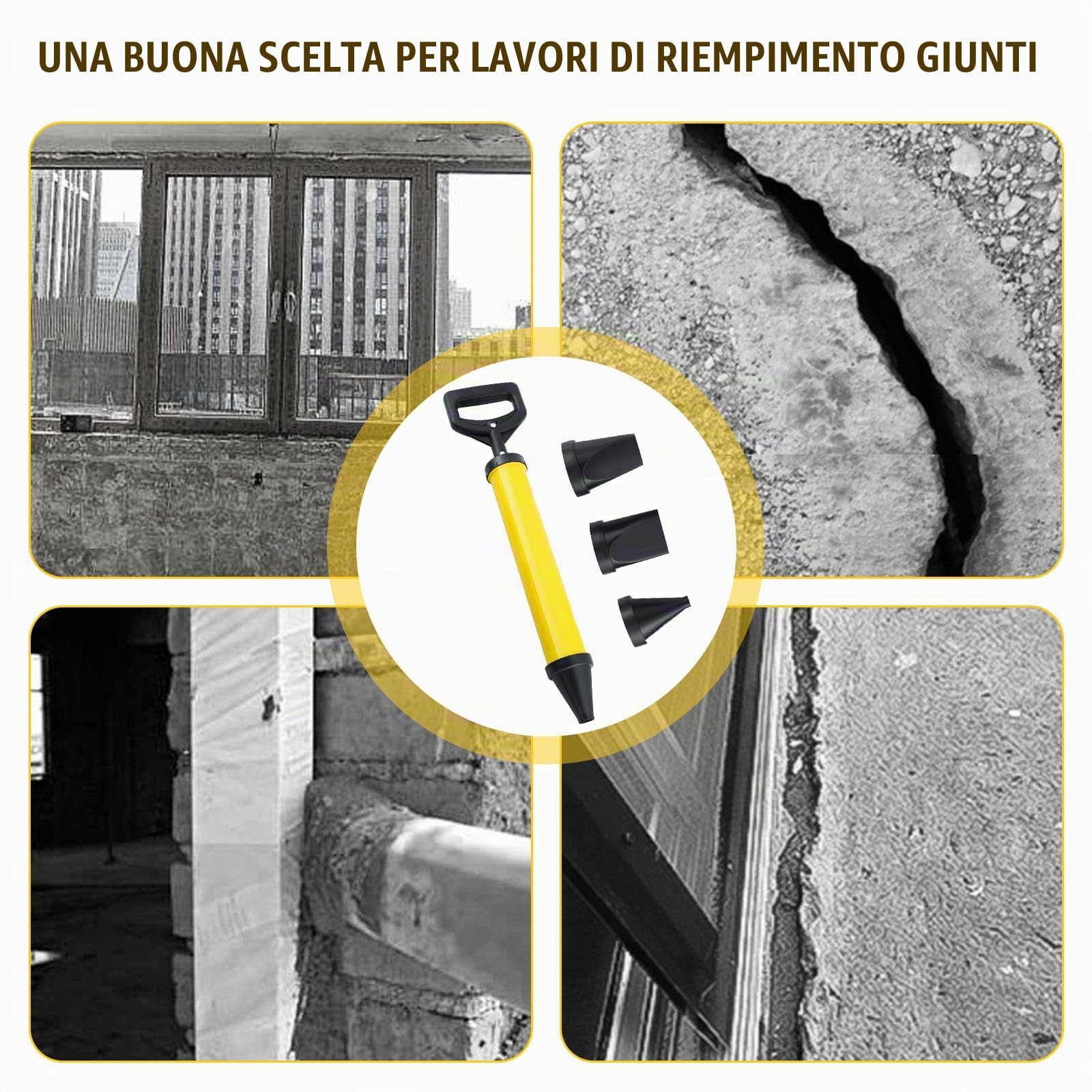 Naapesi Pistola per Cemento, Pistola per Malta, Pistola di Calafataggio, Pompa per Malta manuale, Pistola per Stucco, Siringa per Malta con 4 Ugelli per Puntare Mattoni e Stuccatura di Piastrelle