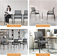 Vista 7 de VINGLI Modernas sillas apilables de gran tamaño para sala de espera de 350 libras; diseño ergonómico para oficina, invitados, sala de conferencias
