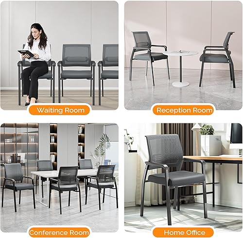 Miniatura 7 de VINGLI Modernas sillas apilables de gran tamaño para sala de espera de 350 libras diseño ergonómico para oficina, invitados, sala de conferencias,