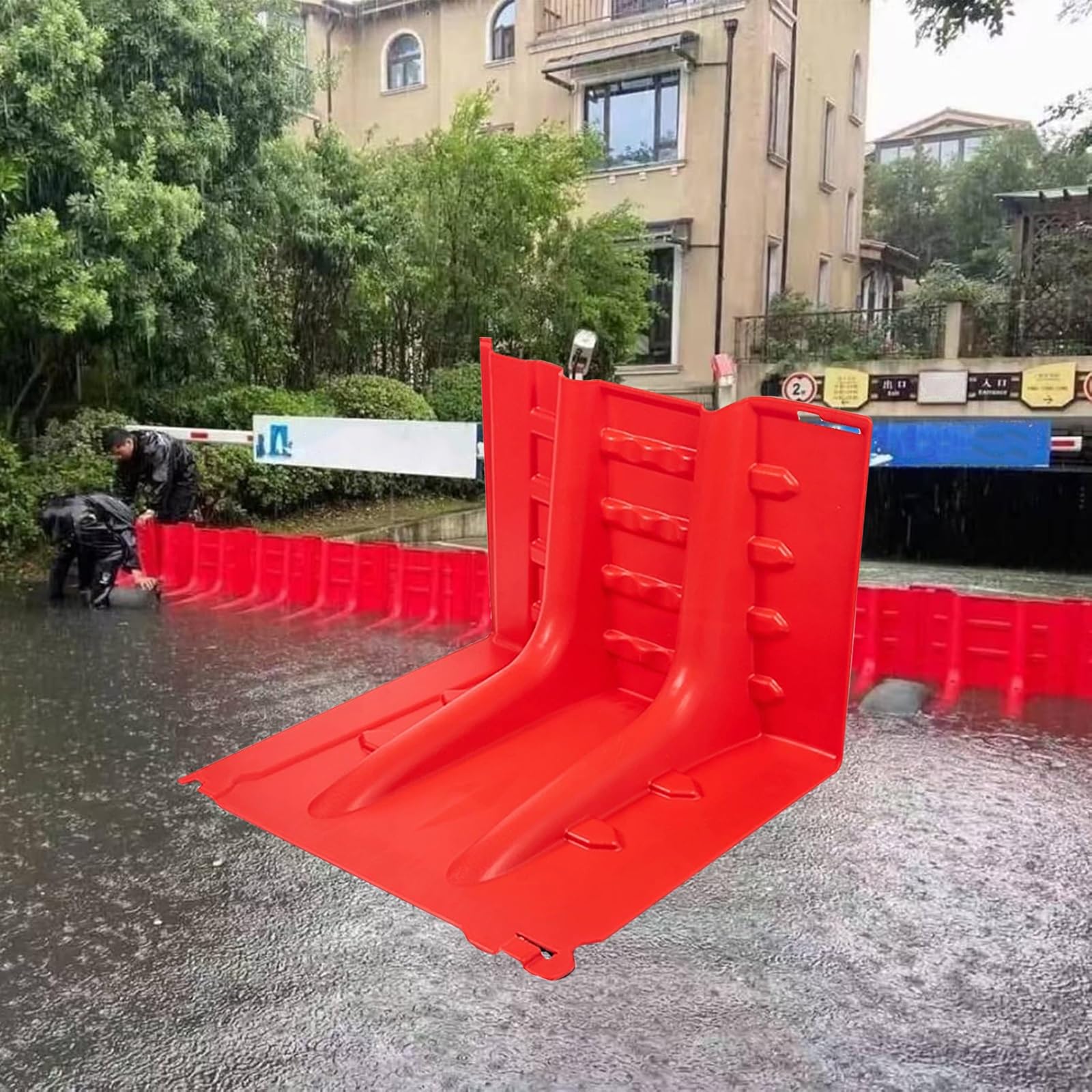 Barrière anti-inondation mobile avec module en L activé par l'eau