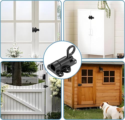 Miniatura 6 de AMS-CX01-B - Paquete de 2 unidades de cerradura de puerta de cierre automático, pestillo automático de puerta con pasador de resorte, pestillo de