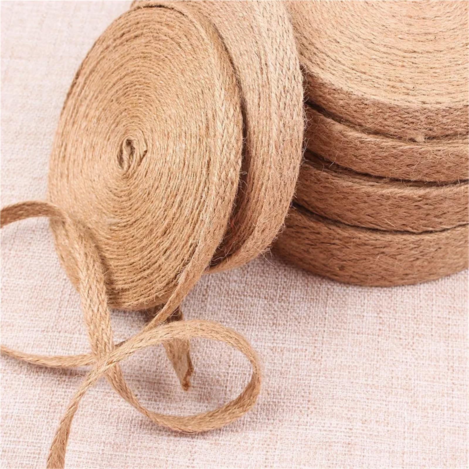 30 m x 15 mm Flache geflochtene Juteschnüre, Sackleinenband, Makramee, handgefertigt, DIY-Bastelbedarf, natürliches Hanfseil, Schnurschnur, Band for Heimdekoration Für Außenbereich