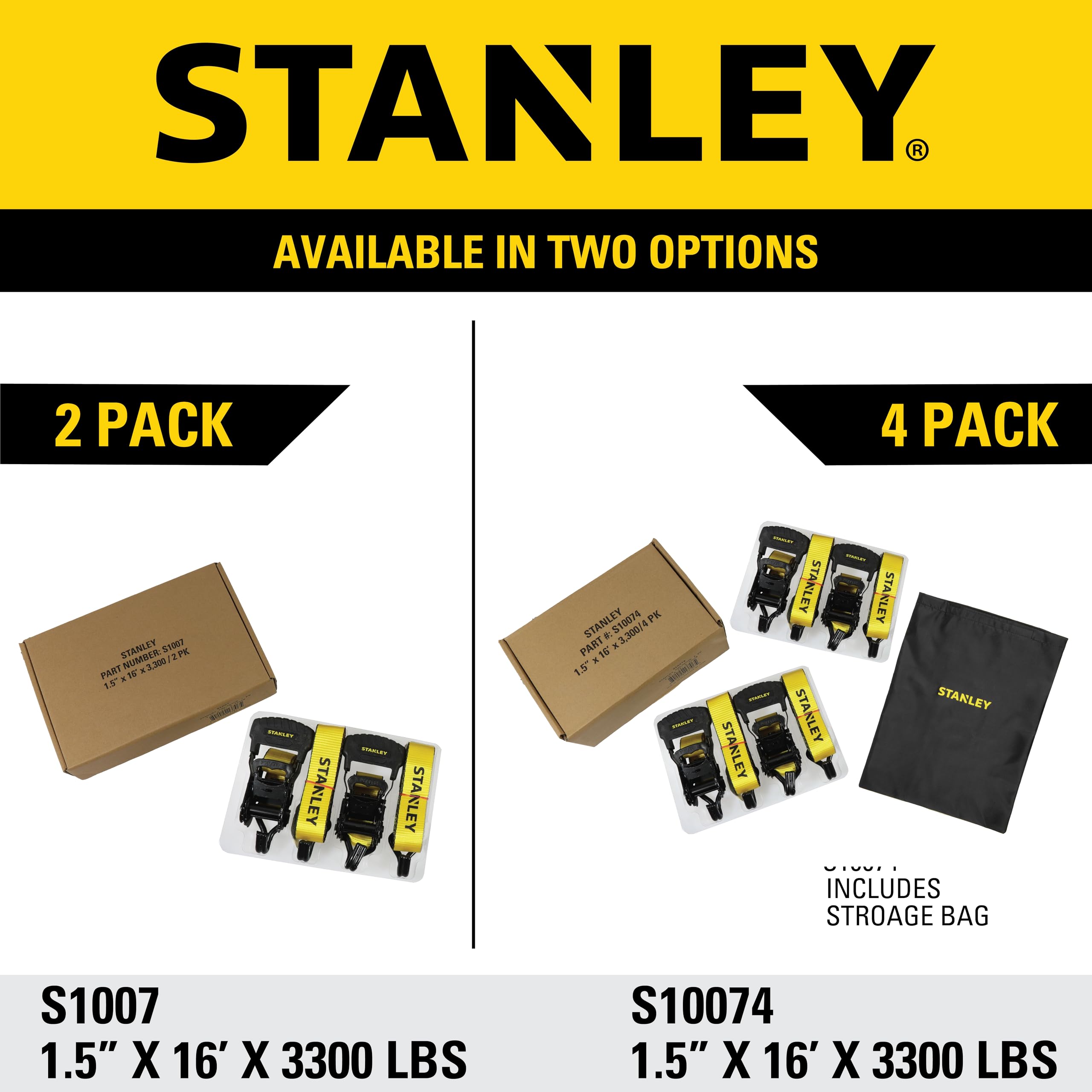 STANLEY S10074 Paski mocujące z grzechotką 3,8 cm x 40,5 cm (wytrzymałość na rozerwanie 1,5 kg) 4 szt