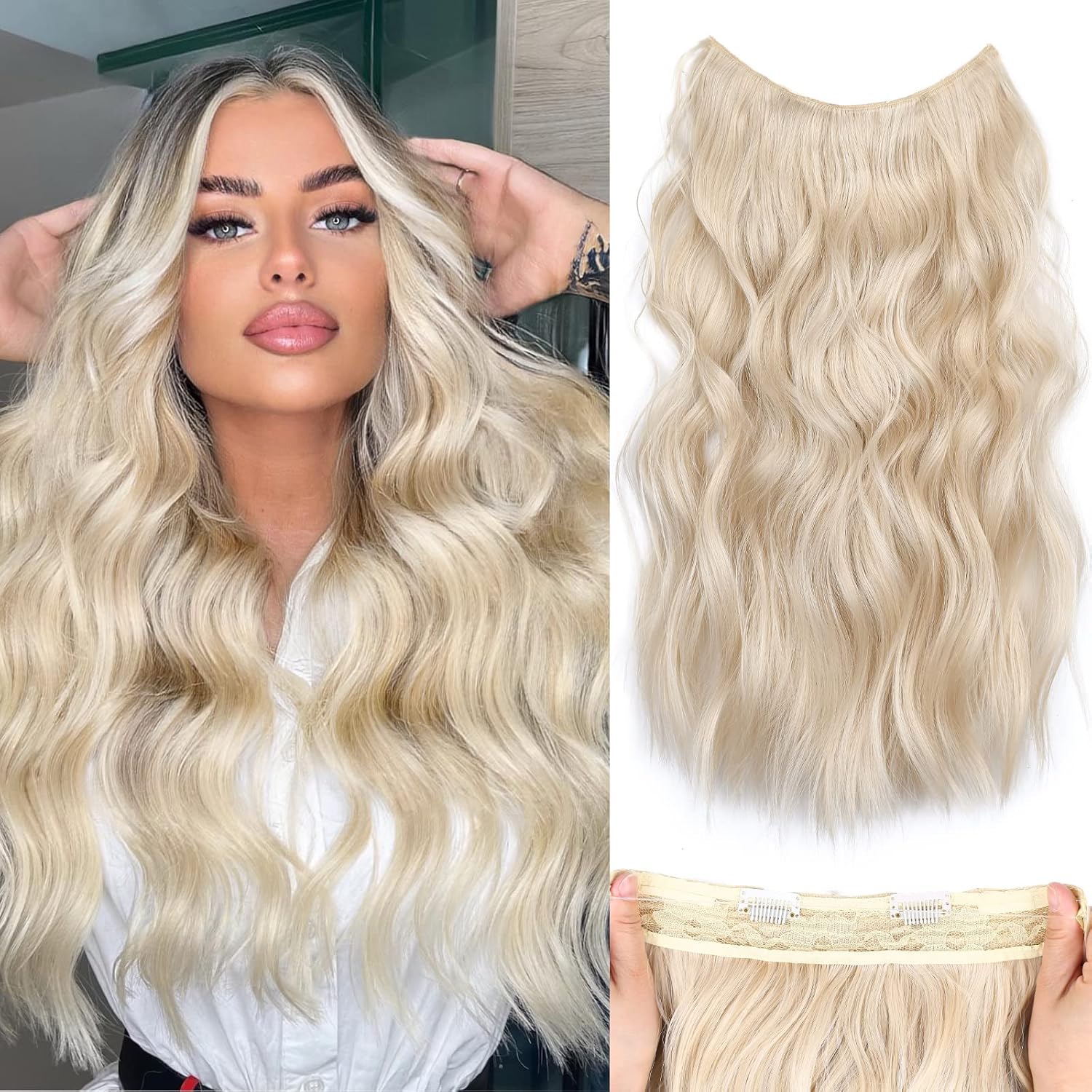 Invisible Wire Hair Extensions with Adjustable Transparent Wire, Secret