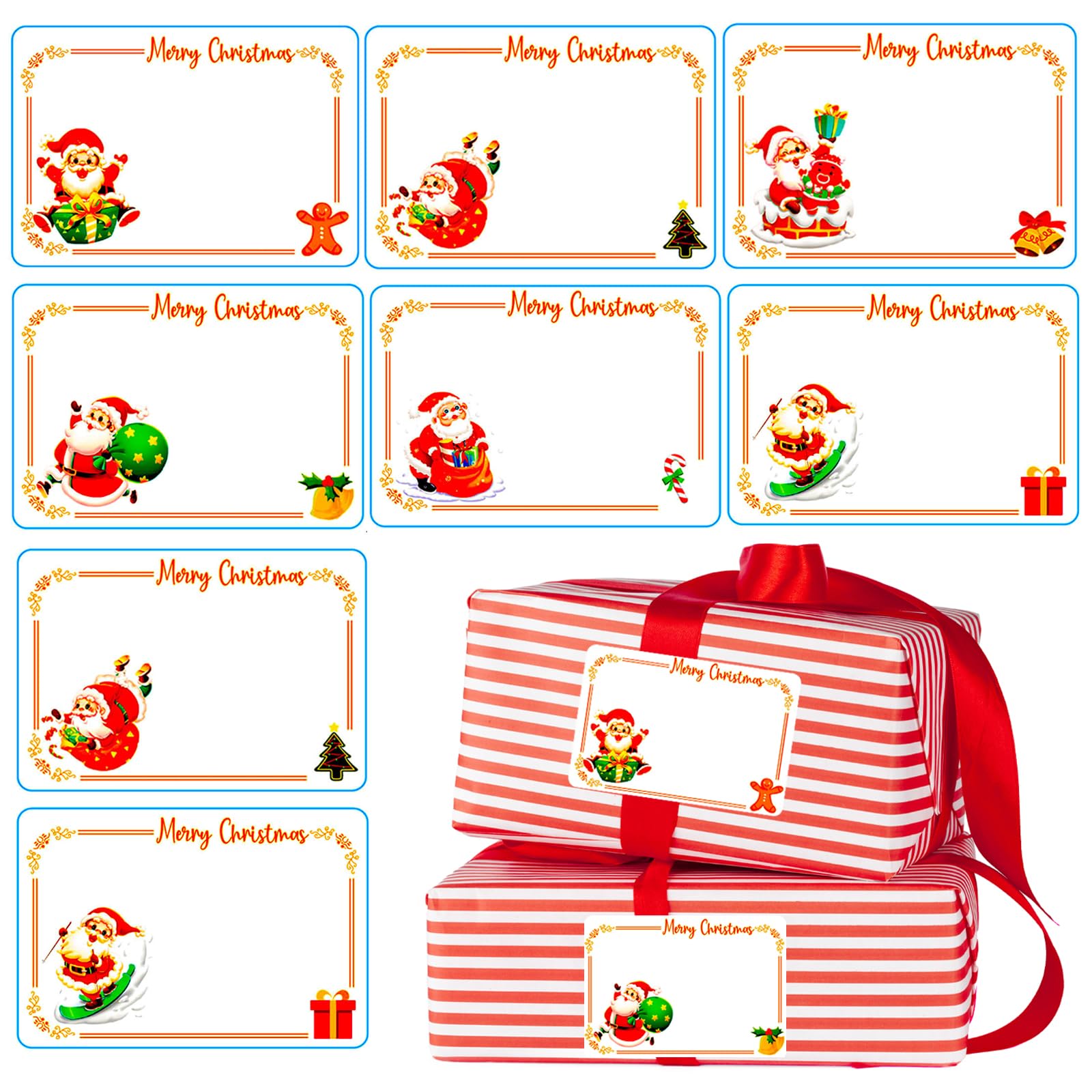 Christmas Labels Stickers 120Pcs Christmas Name Gift Label Xmas Tags Sticker Self-Adhesive Xmas Sticky Labels for Present Party Bags Cards Envelope