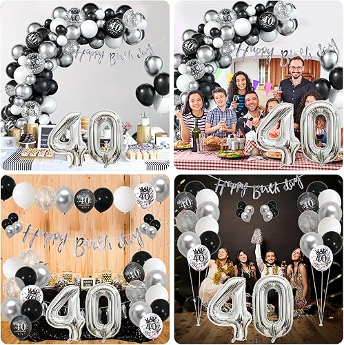 Vista 19 de Decoraciones de cumpleaños número 18 para niños, globos negros y dorados, kit de arco de guirnalda con el número 18, globo de confeti de papel