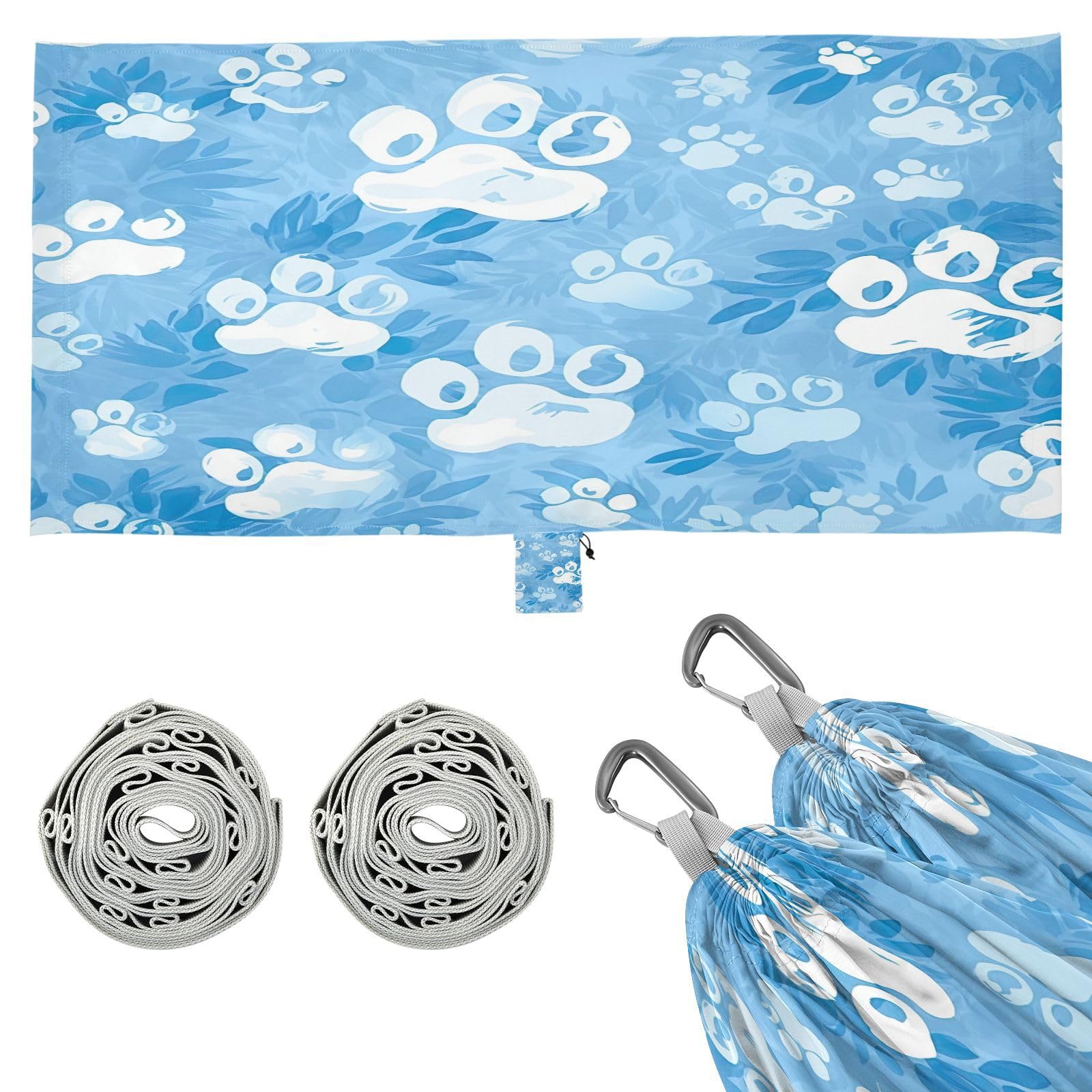 ATTX Dog Paw Prints Camping Hammock - Lightweight & Portable Hammocks, Heavy Duty 330lbs Capacity for Indoor, Hiking, Backpacking, Travel, Backyard, Beach#364