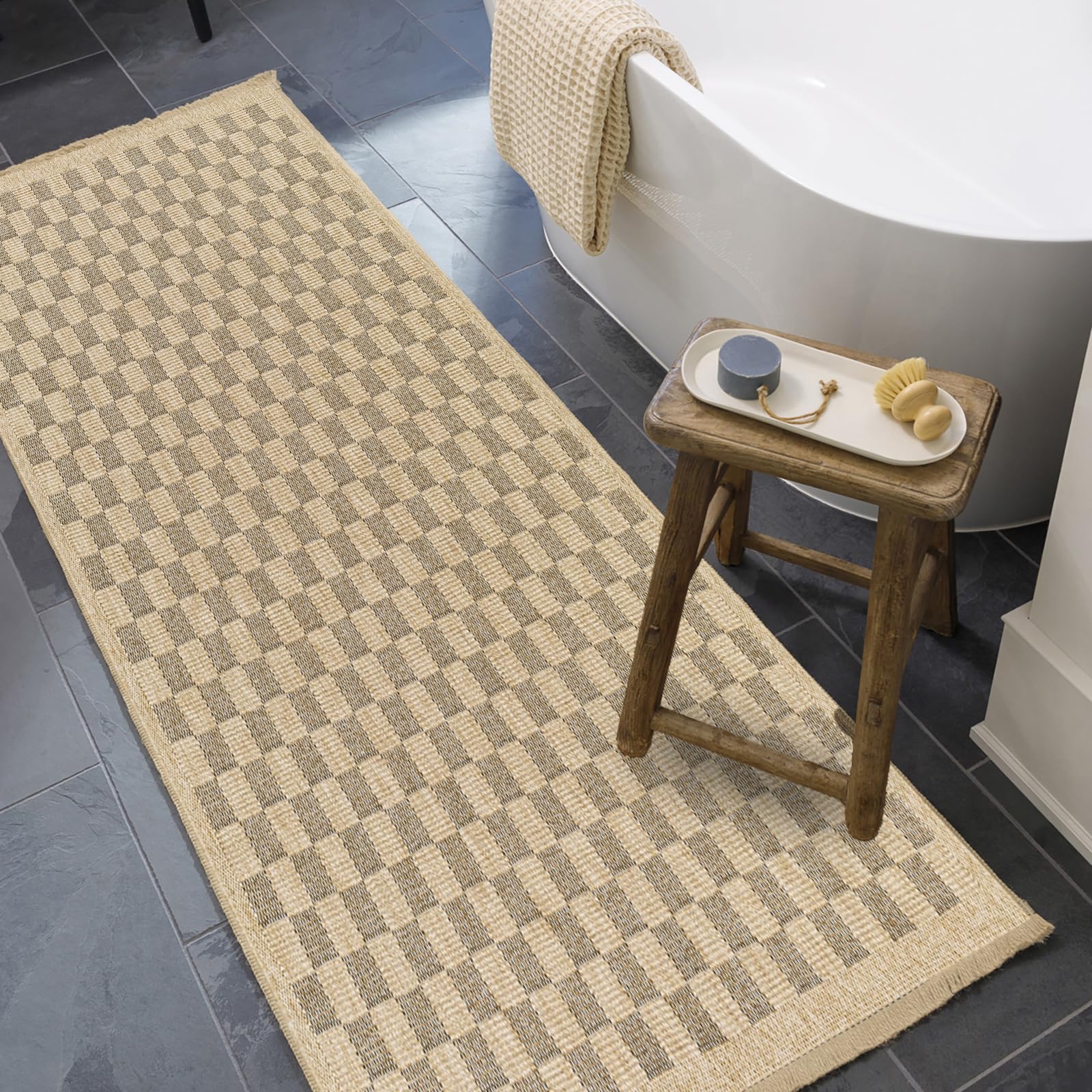 Livabliss Geometric Outdoor Rug - Indoor Outdoor Rug Runner, Ortaca 80x220 cm - Patio Rugs, Decking, Outdoor Carpet - Boho Colourful Garden Rugs, Patterned, UV Weather, Stain Durable
