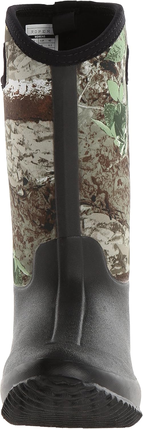 ROPER mens Barnyard Camo rain boots, Black, 8 US